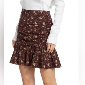 Veronica Beard Burgundy Floral A-Line Skirt